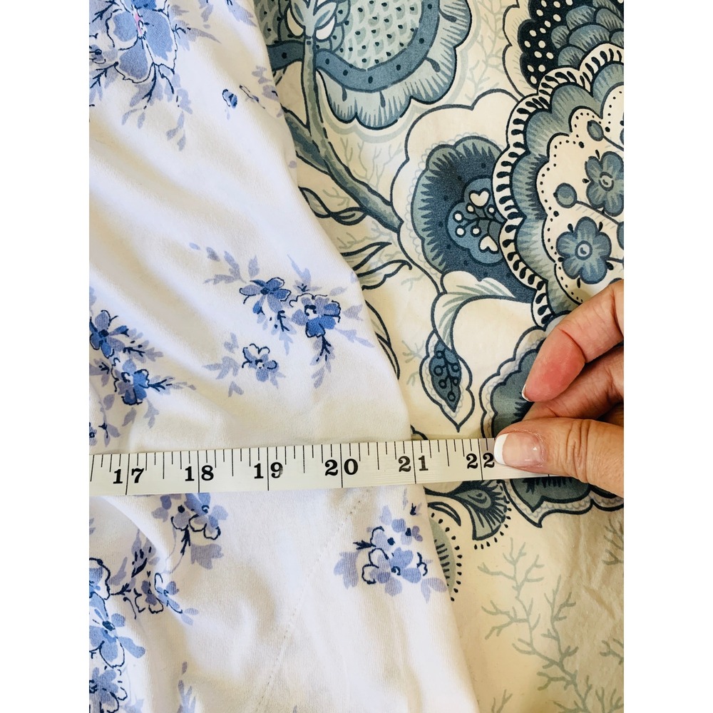 Aria Blue Floral 100% Cotton Jersey Chemise Nightgown S Sleeveless Pockets - Picture 14 of 16